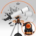 Landview Achromat Refractor AZ80500 portable backpack telescope with 3x barlow both for terrestrial and night astronomy-gives erect image. 