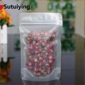 Sutuiying transparent bag 100pcs Frosted Plastic Transparent Bags Stand Up Zip Lock Pouches Food Packaging Bag for Bean Grains Tea Storage with Tear Notch. 
