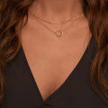 1 Piece Retro Multilayer Bead Clavicle Chain Necklace With Fashion Circle Pendant For Women. 