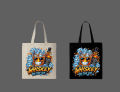 "Whiskey On The Ice" Graphic Printed Canvas Tote Bag– Eco-Friendly Cotton Shoulder Shopping Bag-White, Black. 
