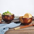 NAMUNY Wooden Portable Set Spoon fork Chopsticks Tableware Dinnerware with Wooden Salad Bowl for Salad, Noodle, Fruits. 