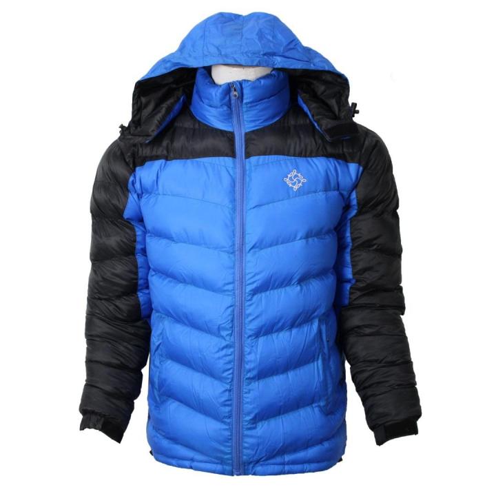 Two-Tone Silicon Down Jacket- Blue/Black