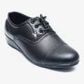 Black Leather Design Shoes Lace School Shoes For Girls - Fashion | Shoes For Girls | School Shoes | Leather Shoes |. 