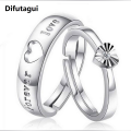 Difutagui Firewings Lover's Heart Couple Rings Women Men Wedding Engagement Silver Color Valentines Gift Jewelry [ Size : Adjustable ] { Comes With BOX }. 