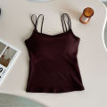 Autumn and winter new warm camisoles with chest pads and brushed warm camisoles Warm and brushed inner and outer wear slim thermal tops. 