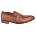 Brown Leather None Lace Side Clip On  Black Horse  Formal Shoes For Men. 