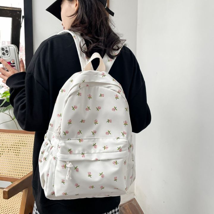 Fashion Large Capacity Women's Backpack Floral Pattern Waterproof School Bags Nylon Book Bag Students