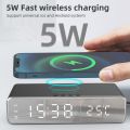 Bedroom digital alarm clock mobile wireless charging electronic clock. 