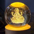 Lord Ganesh 3D Decor Crystal Ball LED Night Light. 