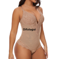 Difutagui Lace Mesh Shapewear Bodysuit for Women Tummy Control Fifty percent discount V Neck Body Shaper Fajas Thongs Bustier. 