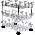 Stainless Steel Popular Basket Fruit and Vegetable Stand Basket Trolley, Kitchen Storage Rack (3 Layer) Kitchen Rack Dishrac. 