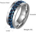 VaryGood Spinning Chain Ring Blue Color Spinning Ring For Men. 