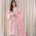 Pink Flower Printed Kurta With Pant And Shawl Set - Fashion | Kurtha Suruwal Set For Women | Women'S Wear. 