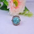 Real Natural Turquoise Pure Silver Ring Handmade For Men Or Women. 