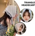 Korean Triangle Headscarf Lace Flower Summer Women Girls Ins Sweet Cute Head Scarf Travel Versatile Hair Scarf ( 1  piece). 