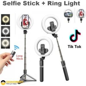 Tiktok Selfie Tripod Stick + Remote + Ring Light, Rechargeable