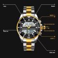SKMEI 1850 Multifunction 3Time Analog Digital Stainless Steel watch For Men. 