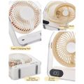 Long Lasting 5 Speed Desk Fan Rechargeable LED Digital Display USB Fan Silent 90° Adjustable Angle Mini Desk Cooling Fan Home Office Use. 