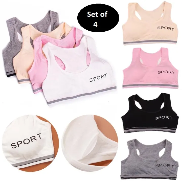 Sports%20Bra%20Set%20of%204%20for%20Teenage/Teens%20Women's%20Wireless%20Seamless%20Moisture%20Wicking%20Breathable%20Comfortable%20Sports%20Bra%20Set%20-%20Image%202