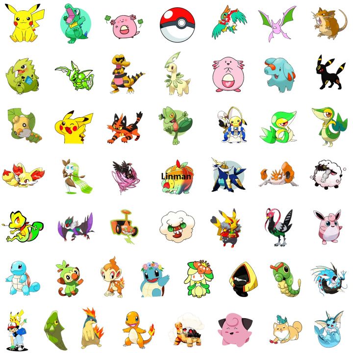 Linman%20100pcs%20Pokemon%20Sticker%20Pack%20Waterproof%20Anime%20Stickers%20Cute%20La%E3%80%902025%20Version%E3%80%91ptop%20Skin%20Kawaii%20Packaging%20DIY%20Phone%20Case%20Handbook%20Stationery%20-%20Image%202