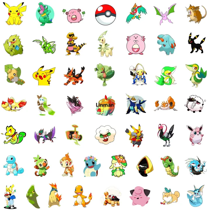 Linman%20100pcs%20Pokemon%20Sticker%20Pack%20Waterproof%20Anime%20Stickers%20Cute%20La%E3%80%902025%20Version%E3%80%91ptop%20Skin%20Kawaii%20Packaging%20DIY%20Phone%20Case%20Handbook%20Stationery%20-%20Image%202