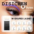 DISICHEN New style MASSCAKU 12Lines Premium Mink 3D 4D 5D 6D Pre-made False Eyelash W Shape Soft and Natural Individual Lash Extension Supplies. 