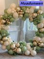 Huadunwen 103PCS Retro Green White Balloon Garland Beige Sand Balloons Arch Hot Selling Kit Birthday Party Wedding Valentine's Day Backdrop Decoration. 