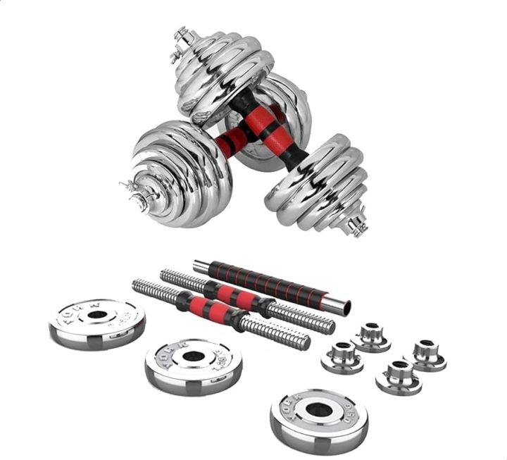 SPN's%20YORK%2020%20Kg%20Adjustable%20Chrome%20Dumbbell%20Set%20With%20Barbell%20Connector%20%7C%20Adjustable%20Dumbbell%20With%20Easy%20Grip%20Handle%20&%20Barbell%20Connector%20-%2020Kg%20-%20Image%203