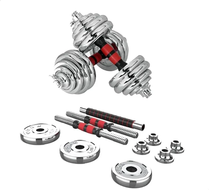 SPN's%20YORK%2020%20Kg%20Adjustable%20Chrome%20Dumbbell%20Set%20With%20Barbell%20Connector%20%7C%20Adjustable%20Dumbbell%20With%20Easy%20Grip%20Handle%20&%20Barbell%20Connector%20-%2020Kg%20-%20Image%203