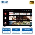 Haier 65 Inch 4K Bezel Less Google Android TV - Smart AI Plus (LE65K6600HQGA). 