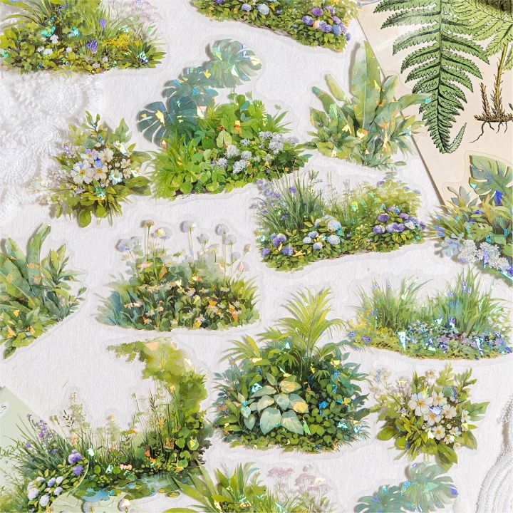 Panda Online 20PCS Green Garden Series PET Waterproof Stickers Journal Diary Scrapbooking Decoration