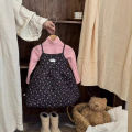 Autumn and winter new children's clothing, Korean version of girls' floral padded dress, children's thickened princess dress, slip cotton skirt. 