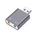 Metal Body External USB Sound Card 7.1 Microphone-in Audio-out USB Splitter Soundcard. 