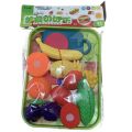 Realistic Sliceable 7 Pcs Fruits And Vegetable Cutting Play Toy Set, Can Be Cut in 2 Parts, Assorted. 