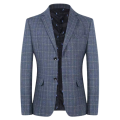 Modern Coat Cotton Mix Check Printed Blazer with Two Buttoned for Men. 