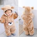 CozyCubs™ Boys Long Sleeve Hooded Fleece Jumpsuit – Warm & Cute Cartoon Infant Romper. 