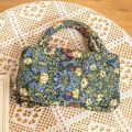 Retro Design Floral Pattern Bento Handbags Foldable Portable Shopper Bag Patchwork Design Cotton Material Storage Basket Home Textile Storage. 