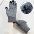 Fashion Thickened Five Finger Gloves Breathable Windproof Wool Knitted Touchable Anti Slip Screen Cold-proof Full Fingered Gloves Men Women. 