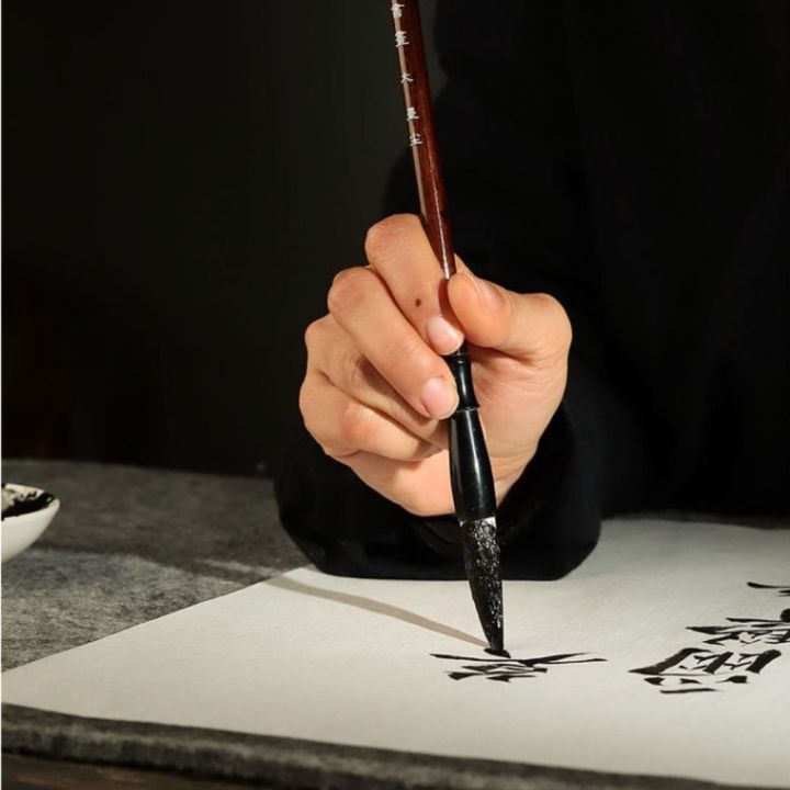 Vintage Traditional Chinese Calligraphy Brush Oil Painting Oil Watercolor Scriptures Writing Brush Wood Wolf Hair Art Paint Brush Drawing Tool