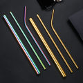 Kitchen accessories 4PCS Reusable Metal Straws Set With Cleaner Brush 304 Stainless Steel Drinking Straw Milk Drinkware Bar Accessories JUE. 