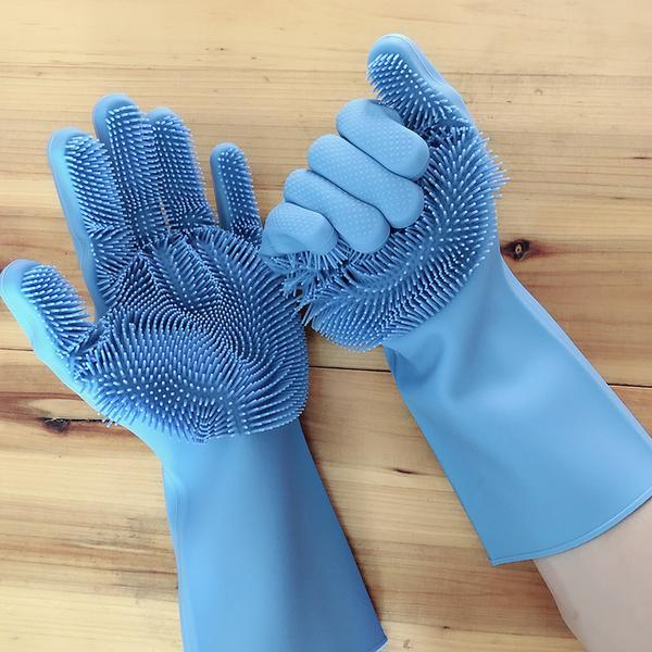 Multitask Magic Silicone Dish Washing Gloves with Scrubber on Both - Main Image