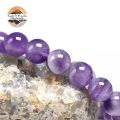 Bracelet. Unisex Bracelet. Natural Amethyst Purple Gemstone. 10 MM. 