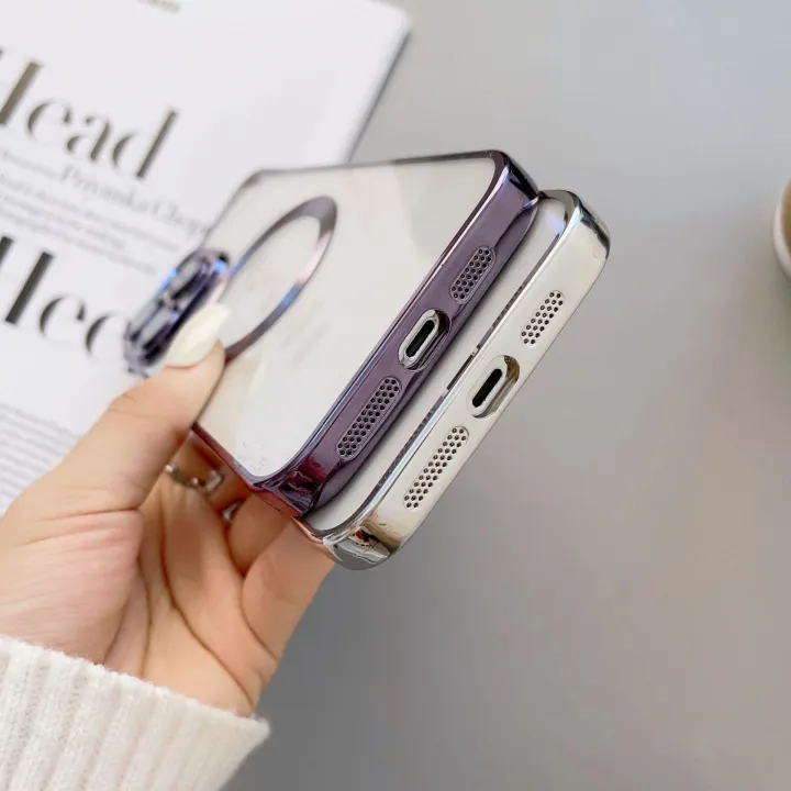 Compatible%20with%20iPhone14plus%20phone%20case%20magsafe%20magnetic%20plating%2012%20transparent%20apple%2013%20Pro%20full%20package%20soft%20shell%20-%20Image%203