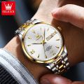 S_way OLEVS 9956 Mens Watch Original Fashion Automatic Mechanical Watch For Man Waterproof Luminous Reloj Hombre Dual Calendar Display. 