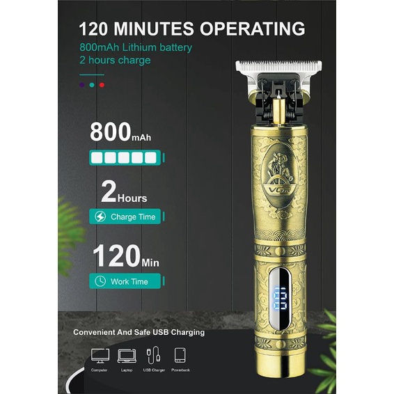VGR%20V-091%20Hair%20Clipper%20%7C%20T9%20Rechargeable%20Electric%20Trimmer%20%7C%200%20mm%20Precision%20%7C%20LCD%20Digital%20Display%20%7C%20Professional%20Barber%20and%20Home%20Grooming%20Tool%20-%20Image%209