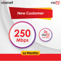 Vianet Ultra-Fi New Installation 12 Months 250 Mbps Internet with ViaTV. 