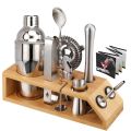 10pcs Bar Cocktail et Drink Making haker Kit tainless Mixer Making with Bamboo Rack 550ml. 