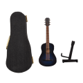 Vylon B-Wooden Miniature Guitar with Stand and Case Mini Musical Instrument Miniature Doll House Model Home Decoration Easy to Use. 