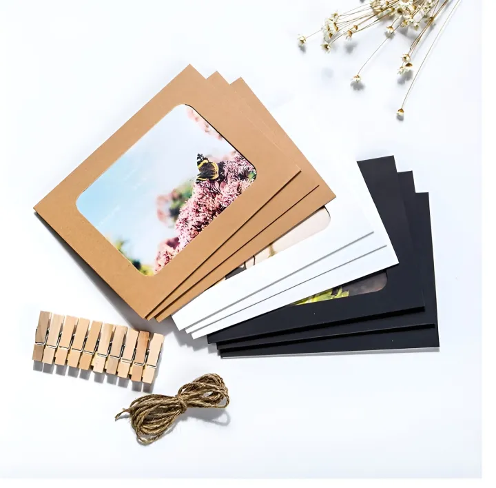 0%20Pcs%20Paper%20Frame%20With%20Clips%20Diy%20Kraft%20Paper%20Picture%20Frame%20Hanging%20Wall%20Photo%20Album%202M%20Rope%20Home%20Decoration%20Craft%20-%20Image%205