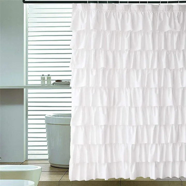 FORIDE%202X%20Ruffle%20Shower%20Curtain%20Home%20Decor%20Soft%20Polyester,%20Decorative%20Bathroom%20Accessories%20Great%20for%20Showers%20and%20Bathtubs%20-%20Image%206